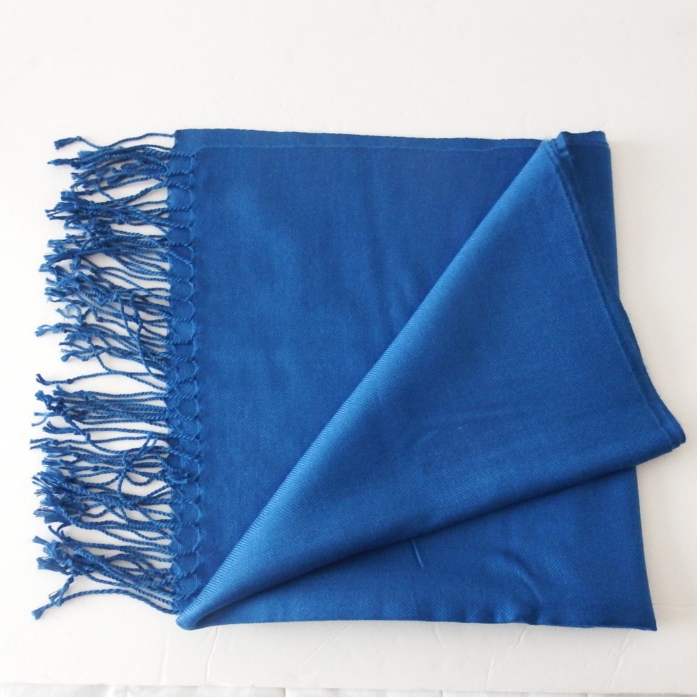 🎁 PashMire Teal Fringed Wrap/Shawl/Cover-up 70"Lx26" W